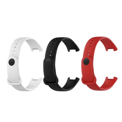 Valente Soft Silicon Band Strap Compatible for Redmi Band Pro (Pack of 3)-Red White Black