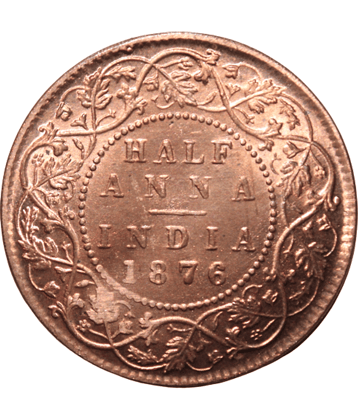 #1 - Half Anna 1876 - Queen East India Company Old and Rare Coin