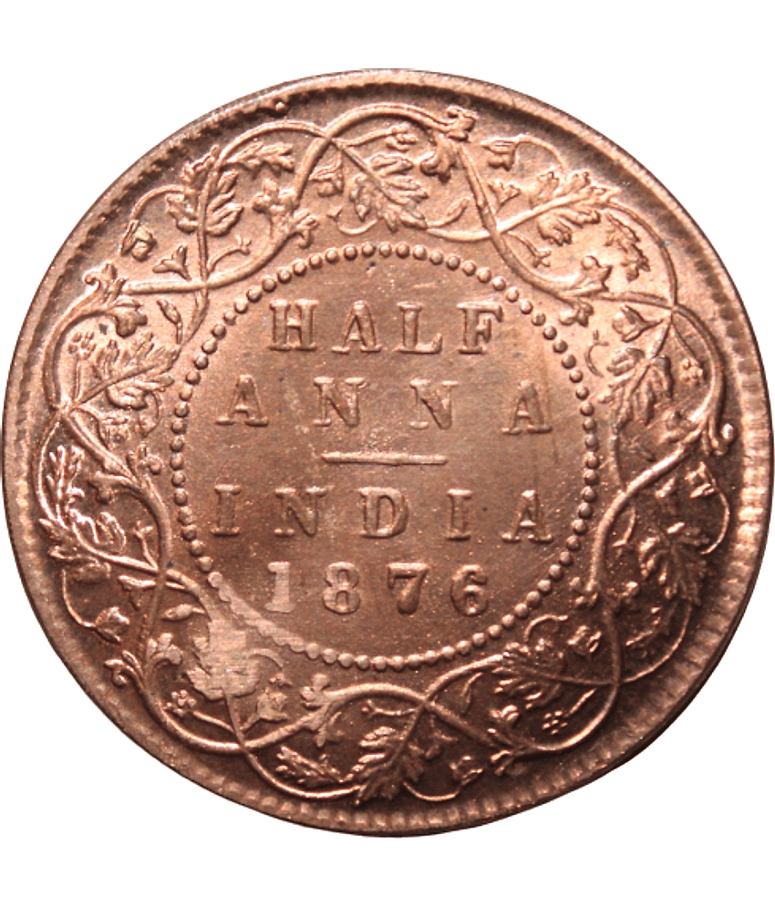 #1 - Half Anna 1876 - Queen East India Company Old and Rare Coin