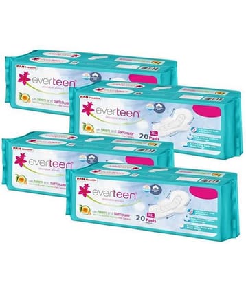 everteen XL Cottony-Dry Sanitary Pads (Neem, Safflower) 80pcs Sanitary Pad (Pack of 4)