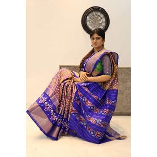 Brown Colour  Printed Ikkat Printed Saree