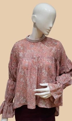 Women Onion Full Sleeve Printed Stylish Fancy Top-OAW2A-6001 A / Onion / L