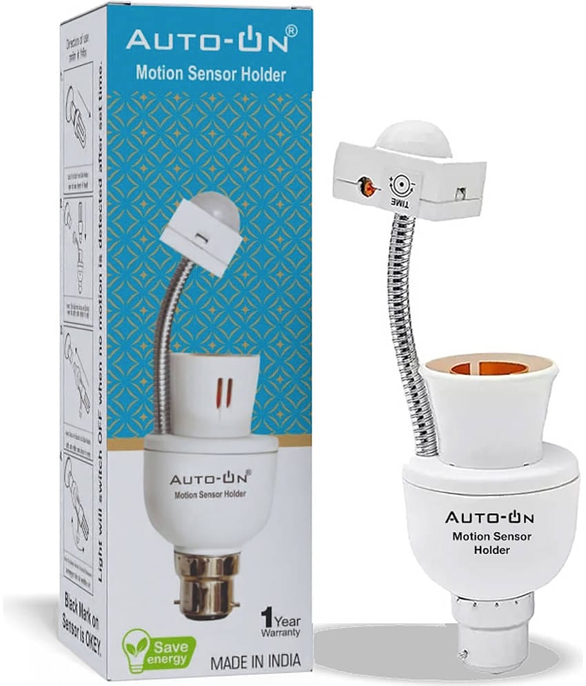 Auto-ON Motion Sensor Bulb Holder Motion Sensor Light White - Pack of 1