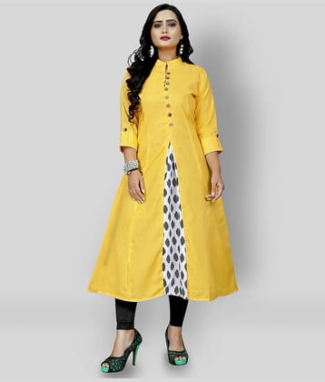 Rangrasiya - Yellow Cotton Blend Women's Front Slit Kurti ( Pack of 1 )