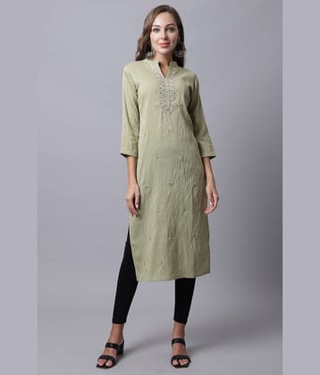 Rajnandini - Green Cotton Silk Women's Straight Kurti ( Pack of 1 )