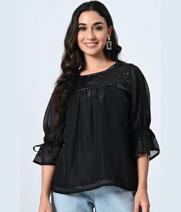 ALL WAYS YOU Black Georgette Women's Regular Top ( Pack of 1 )