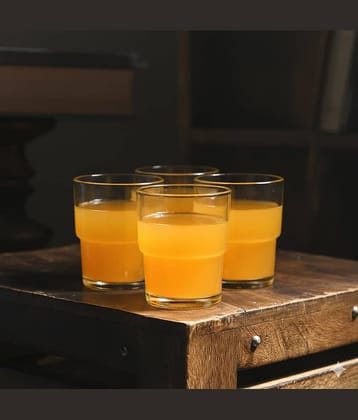 AFAST Classic Juice Glass Glass Plain Juice Glass 200 ml ( Pack of 4 ) Transparent