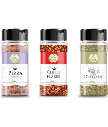 Agri Club Pizza Seasoning 30g, Chilli Flakes 40g, Oregano flakes 25g, (Pack of 3)