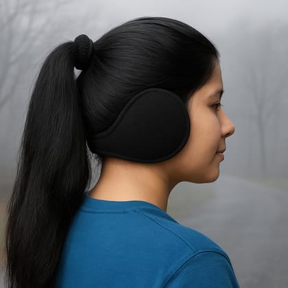 KARTHI7OCT STORE Unisex Black Earmuffs (Pack of 3) � Behind-the-Head Winter Ear Warmers for Girls, Women & Men � Comfortable, Stylish & Windproof Cold Weather Headwear