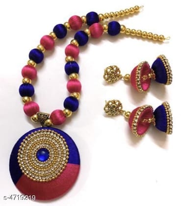 Elegant Dual-Tone Silk Thread Jewellery Set