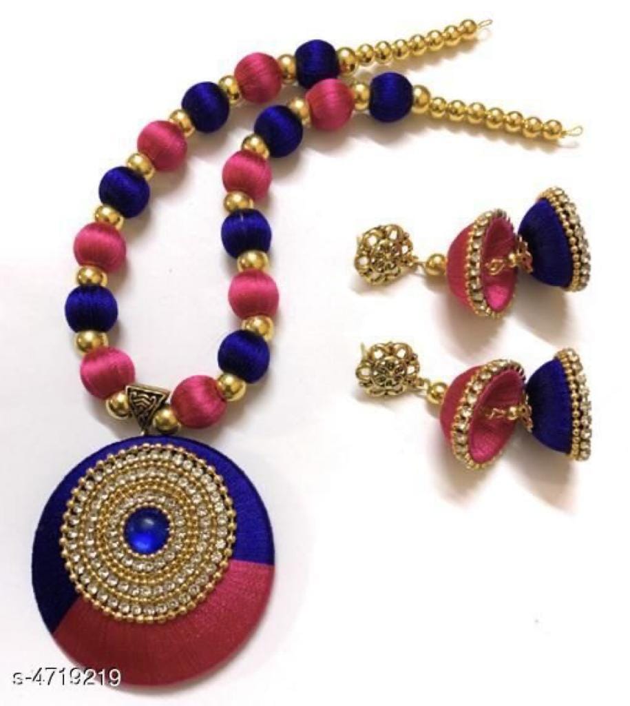 Elegant Dual-Tone Silk Thread Jewellery Set