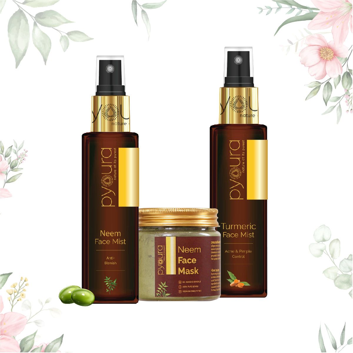 Clear Skin Face Kit <h4> Pure extracts of natural ingredients <h4> <h6> Pack of 2 Face Mists 100 ml and 1 Face Mask 35 gm <h6>-Turmeric+Neem