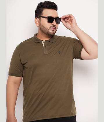 XFOX Pack of 1 Cotton Blend Regular Fit Solid Half Sleeves Men's Polo T Shirt ( Olive )