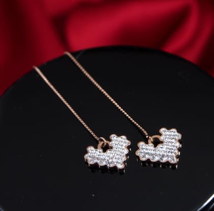 Stainless Steel Rosegold Plated Heart Shaped Earring-STNER 2766