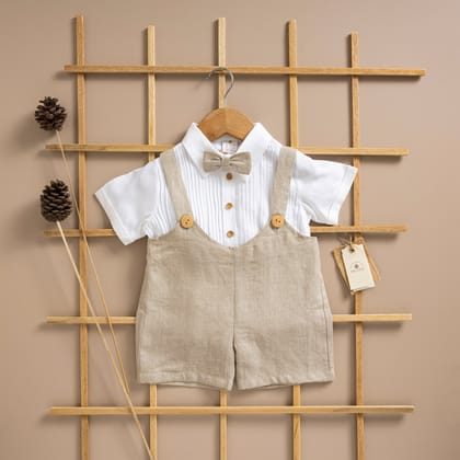 Poshaak Cotton Linen Romper Set-12-18 months