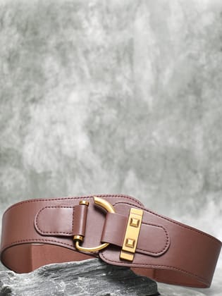 Brown Solid Waist Belt-Belt