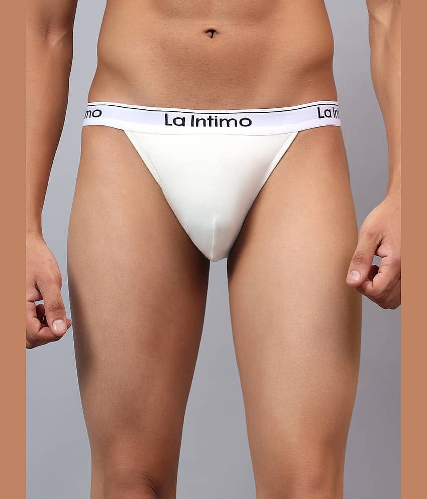 La Intimo Pack of 1 Modal Thongs For Men's ( Cream )