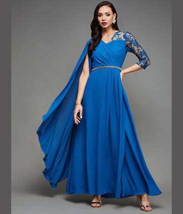 Miss Chase Women Georgette Solid Gown ( Blue )