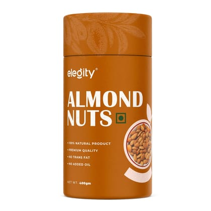 Elegity Pure California Almonds Whole, Badam Giri, 400 gm Value Pack | Rich in Protein, Magnesium, Phosphorus, Dietary Fiber