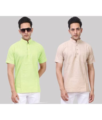 Kundan - Muticolor Cotton Blend Men's Regular Kurta ( Pack of 2 )