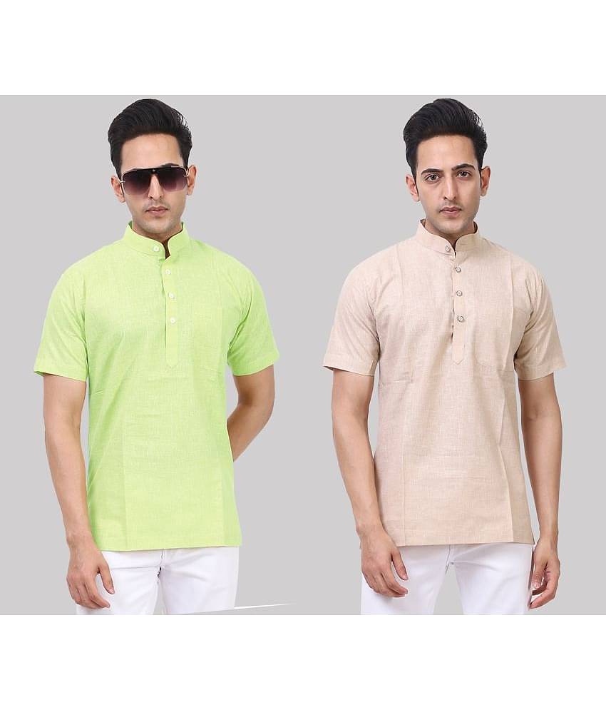 Kundan - Muticolor Cotton Blend Men's Regular Kurta ( Pack of 2 )