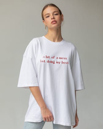 A bit of mess Unisex t-shirt oversized t-shirt-White / S