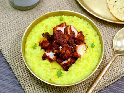 Fried chicken kabab khichdi