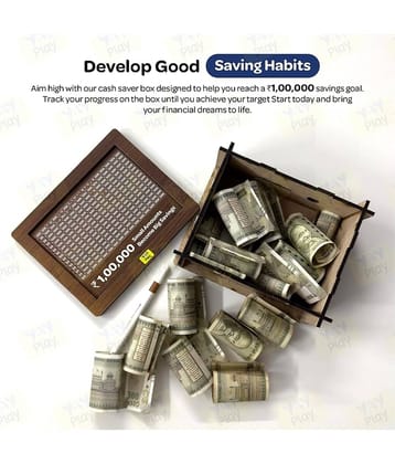 swipe n see Wood Brown Piggy Bank ( Pack of 1 )