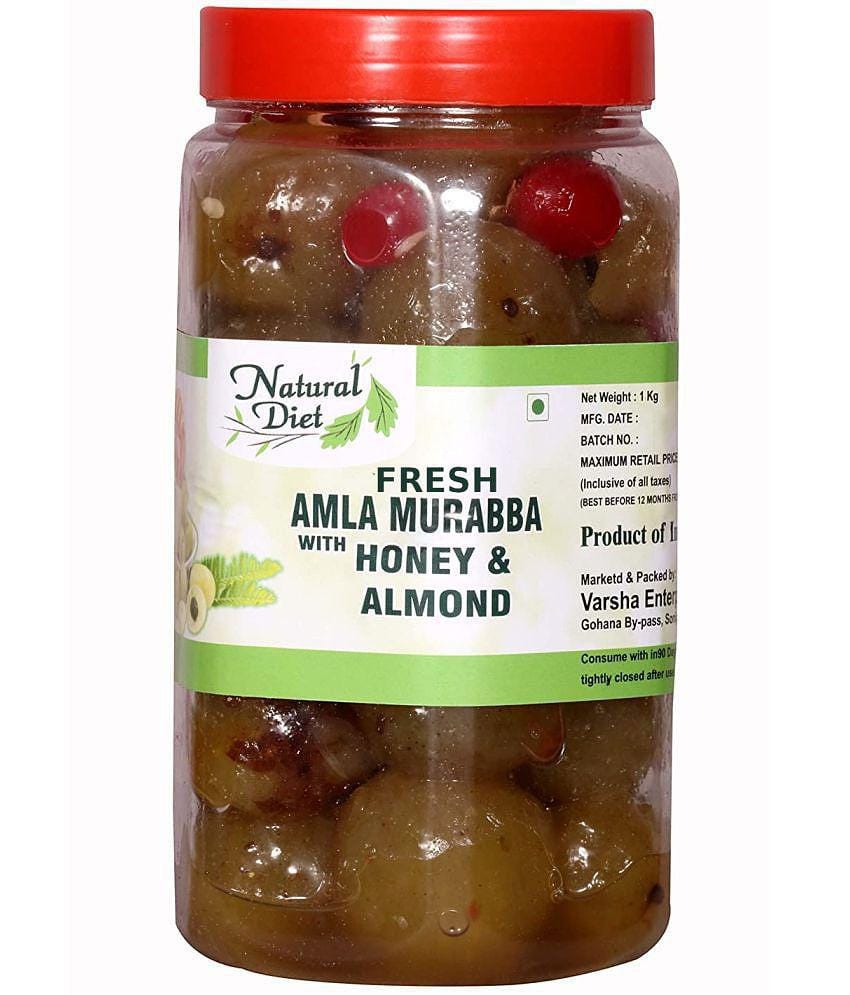 Natural Diet Fresh Honey AMLA MURABBA with Almonds 1kg (The Orignal Love is Eating Grandma''s Food) Pickle 1 kg