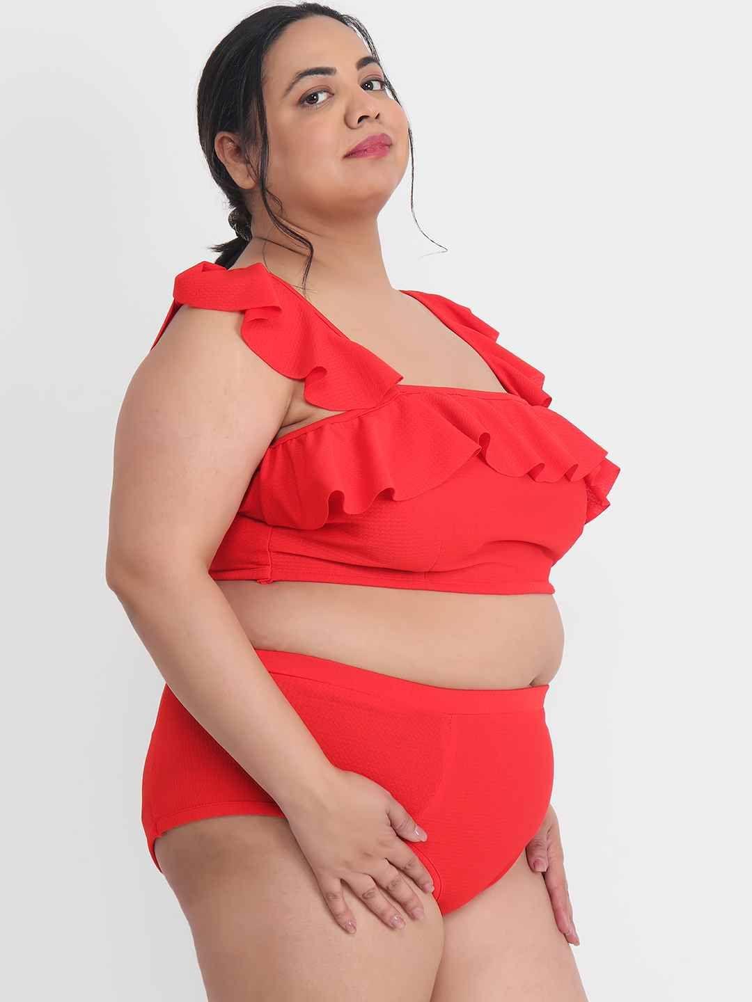 Plus Size Piece Babydoll Bikini Dress For Honeymoon BB51Rd