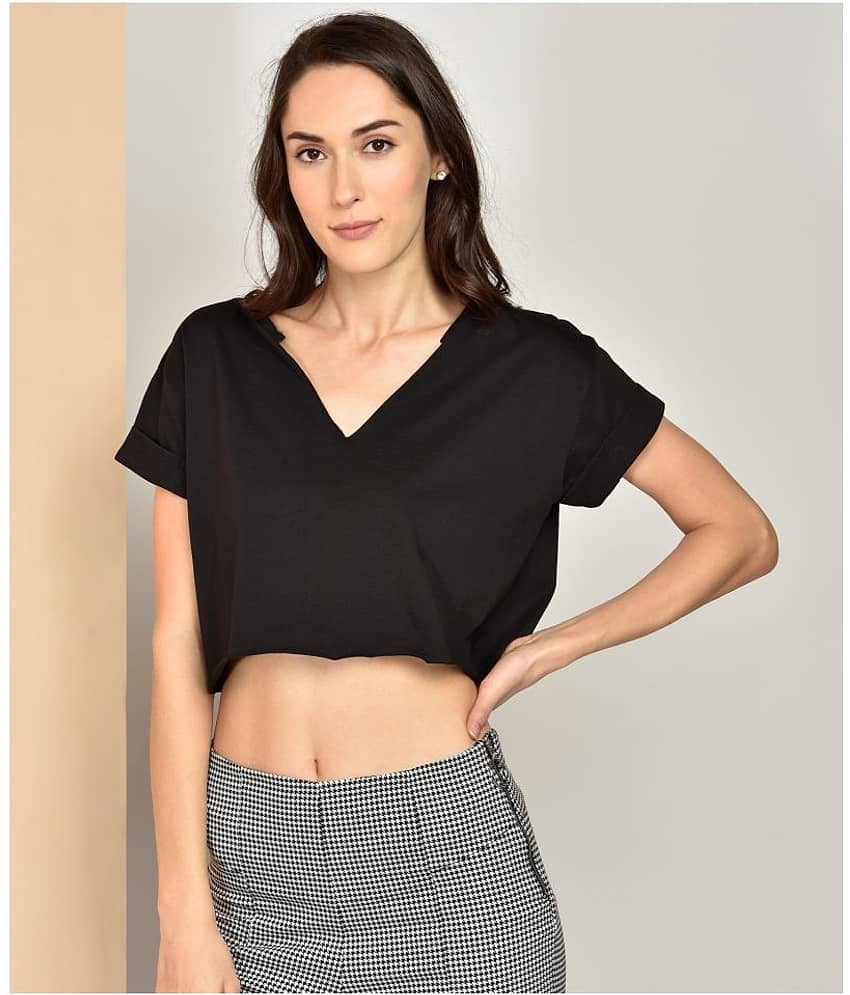 Chimpaaanzee Women's Cotton Crop Top ( Black )