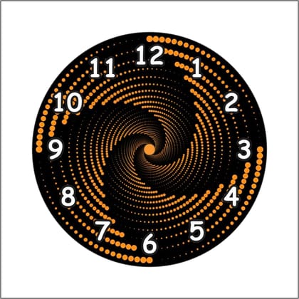 The Magical Gifts Optical Illusion Spiral Wall Clock Modern Black Orange Hypnotic Design Gift for Teens Men Gamers Office Decor Cool Aesthetic Clock for Living Room (12 INCH)