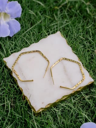 Heather Hampered Hoop Brass Earring (Anti Tarnish)