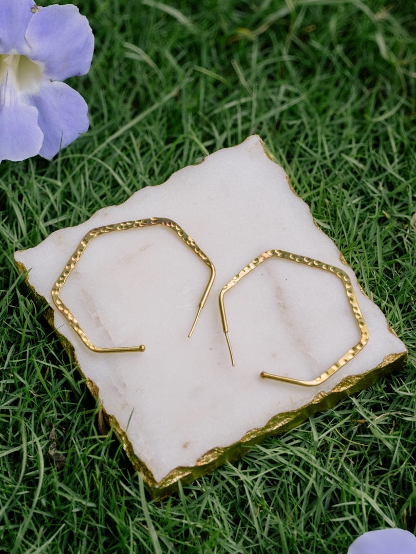 Heather Hampered Hoop Brass Earring (Anti Tarnish)