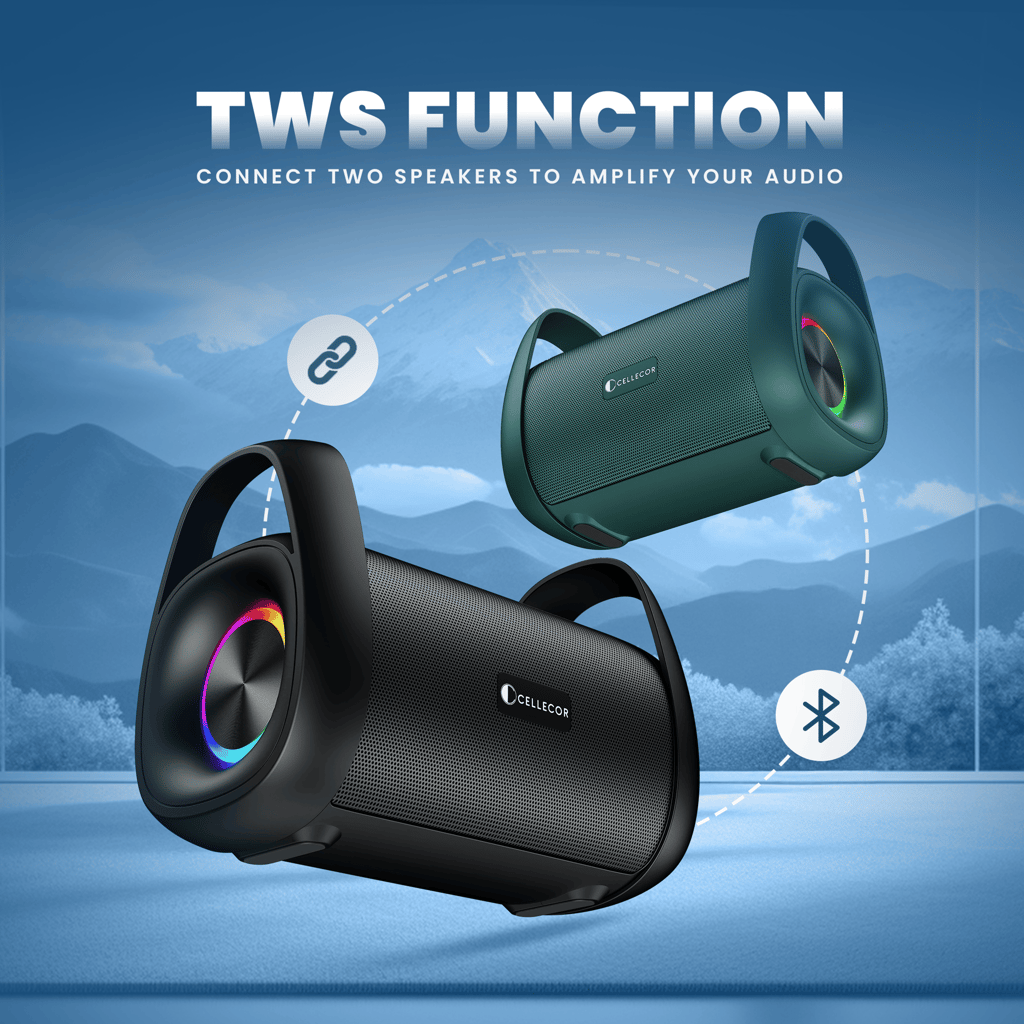 Cellecor CLB-90 STROM | 10 Hr Playtime | BT-v5.3 | 2600mAH | Water Resistant 10 W Bluetooth Speaker-Black