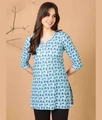 Antaran Women's Cotton Regular Top ( Blue )