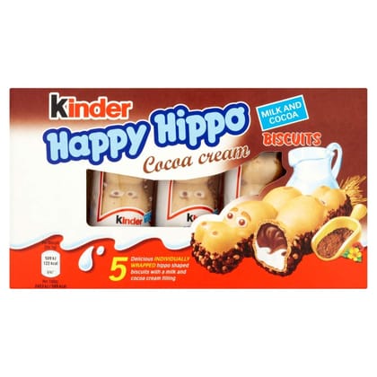 Kinder Happy Hippo Milk & Cocoa Cream - 5 Biscuits, 103 gm