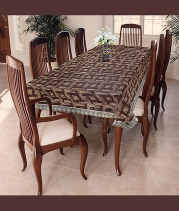 mopak decor Printed Polyester 8 Seater Square Table Cover ( 152 x 102 ) cm Pack of 1 Brown