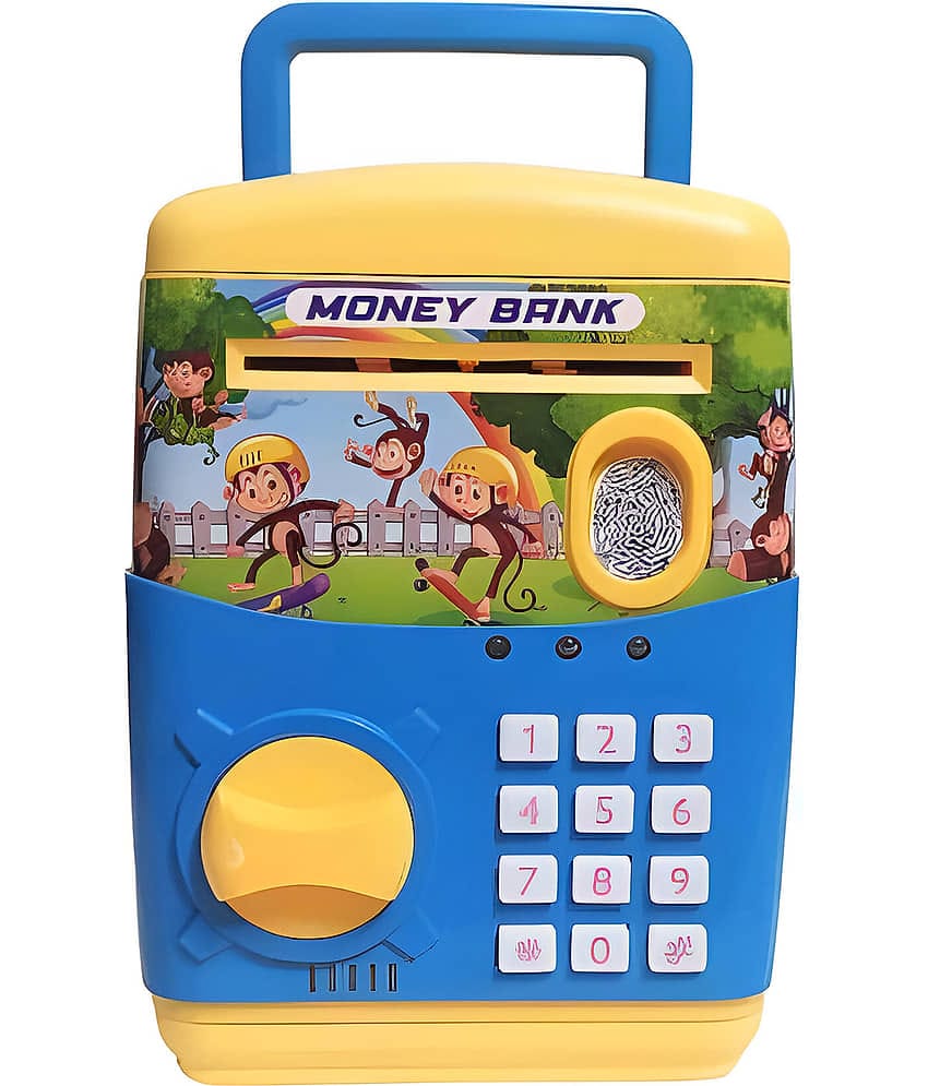 RAINBOW RIDERS ATM Money Safe Bank For Kids with Finger Print Sensor Piggy Savings Bank with Electronic Lock, For  Girls & Boys Age 2, 3, 4, 5, 6, 7, 8 Plastic Battery Operated Toy Multicolour Options Are Available