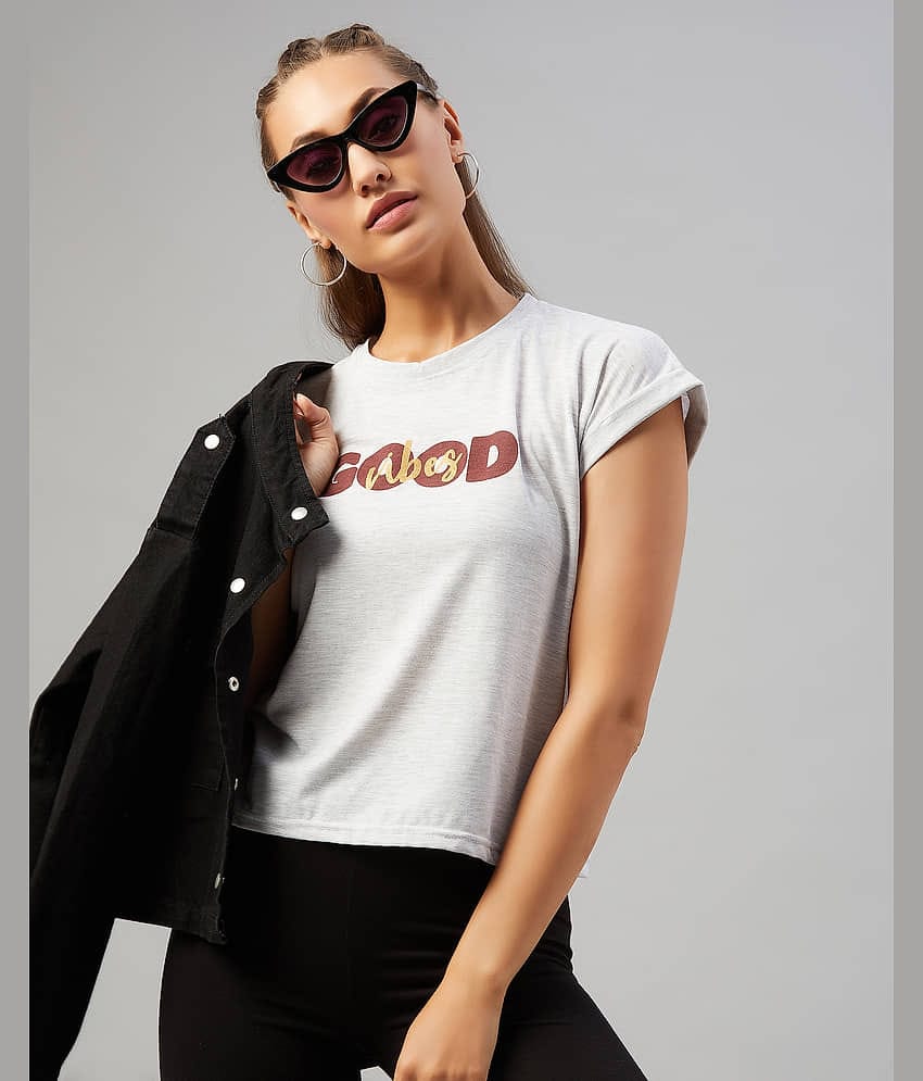 Chimpaaanzee Women Cotton Printed Regular Fit Round Neck T-Shirt ( Grey )