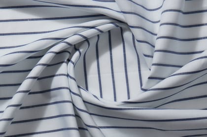 Linen Cotton Blend, Yarn Dyed Stripe, Plain,White And BlueMen And Women, Unstitched Shirting Or Top Fabric-1 Meter