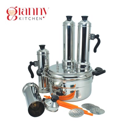 Granny Kitchen Stainless Steel 4-in-1 Puttu Maker with Steamer Pot | Induction & Gas Stove Compatible