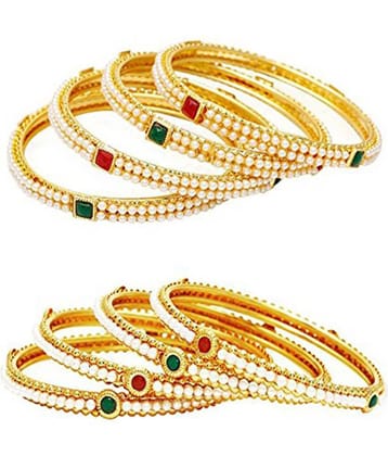 Zeneme Fashion Jewellery Traditional Combo of Gold Plated Bracelet Bangles Set For Girls and Women