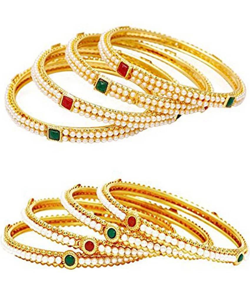 Zeneme Fashion Jewellery Traditional Combo of Gold Plated Bracelet Bangles Set For Girls and Women