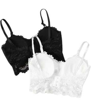 Kamini Pack of 2 Lace Lightly Padded Bralette Bra For Women ( Multicolor5 )
