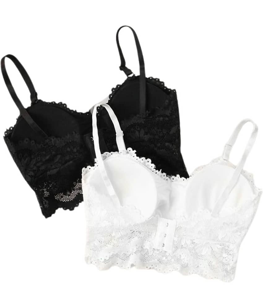 Kamini Pack of 2 Lace Lightly Padded Bralette Bra For Women ( Multicolor5 )