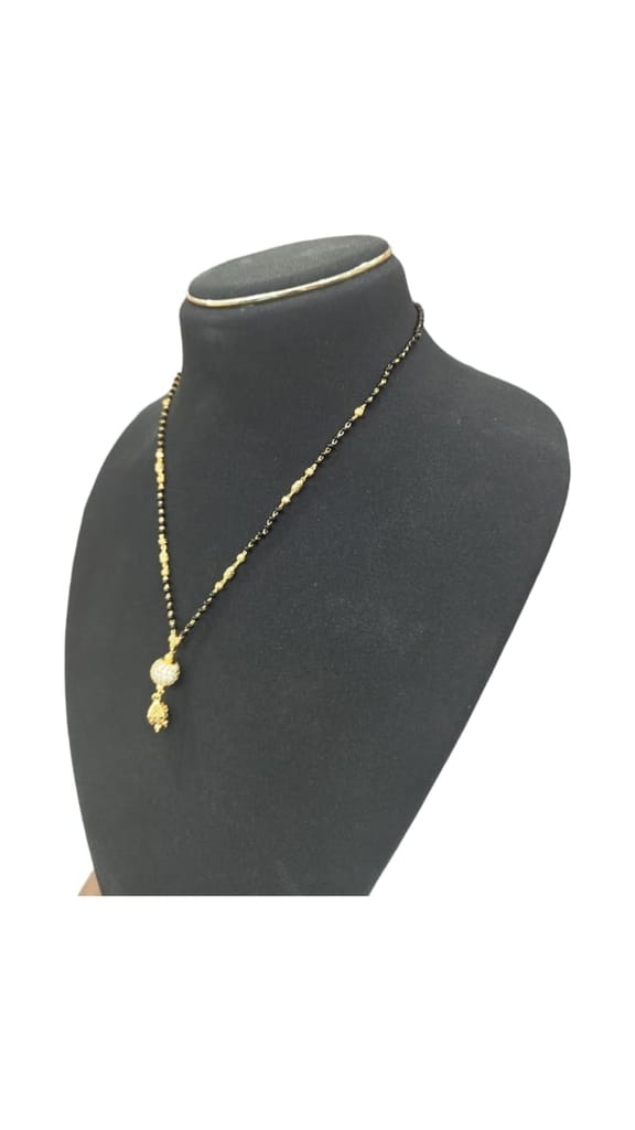 Black Beads Mangalsutra with Golden Pendant for Women