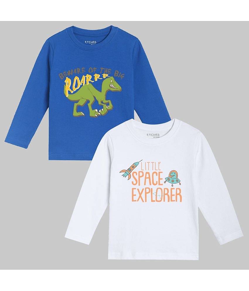 ETCHED DESIGN Pack of 2 Boys Cotton T-Shirt ( Multicolor )