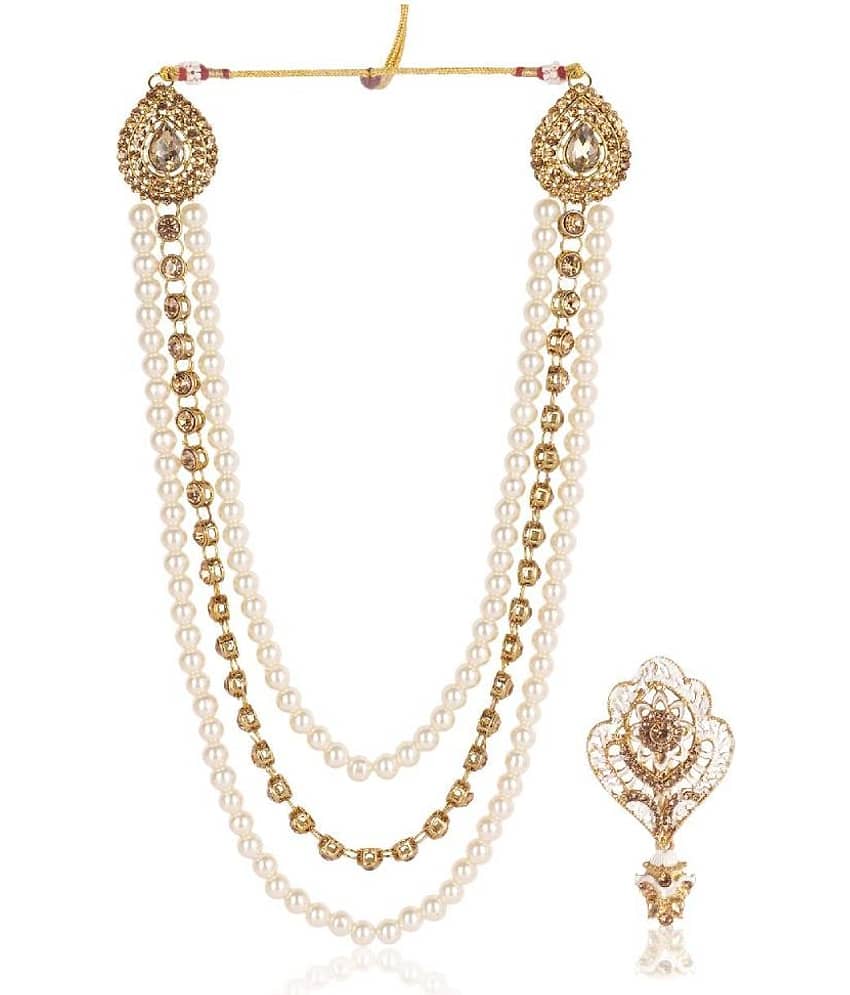 Dulha groom sherwani Necklace/Moti Mala for Men for wedding | Groom Mala and Brooch Set