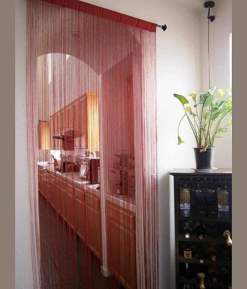 YUTIRITI Set of 2 Door Ring Rod Polyester Curtains Red